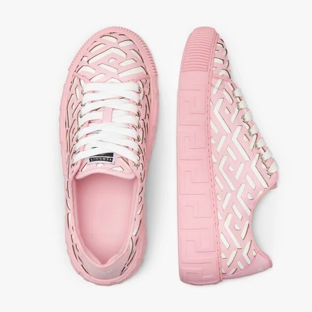 New! VERSACE Shoes, Size 41, Unisex, Versace Greca Lasercut Shoes in Pink